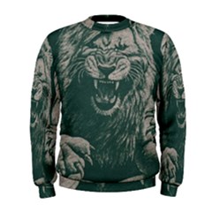 Angry Male Lion Pattern Graphics Kazakh Al Fabric Men s Sweatshirt by Sapixe
