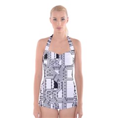 Seamless Pattern Texture Background Boyleg Halter Swimsuit  by Sapixe