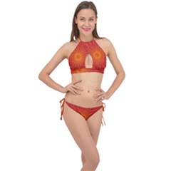 Background Rays Sun Cross Front Halter Bikini Set by Sapixe