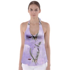 Cute Little Pegasus With Butterflies Babydoll Tankini Top by FantasyWorld7