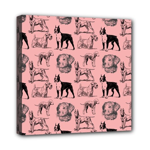 Dog Pattern Pink Mini Canvas 8  X 8  (stretched) by snowwhitegirl