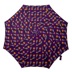 Halloween Skeleton Pumpkin Pattern Purple Hook Handle Umbrellas (large) by snowwhitegirl