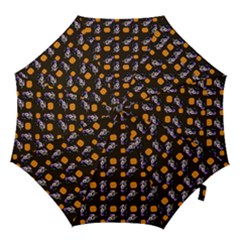 Halloween Skeleton Pumpkin Pattern Brown Hook Handle Umbrellas (large) by snowwhitegirl