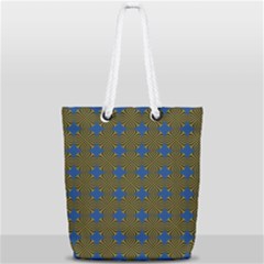 Mod Yellow Blue Circles Pattern Full Print Rope Handle Tote (small) by BrightVibesDesign