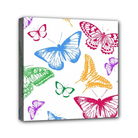Butterfly Butterflies Vintage Mini Canvas 6  X 6  (stretched) by Simbadda