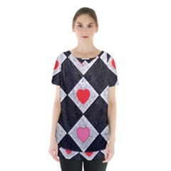 Diamonds Hearts Mosaic Pattern Skirt Hem Sports Top by Simbadda