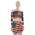 Vintage American flag Off Shoulder Top with Mini Skirt Set View1