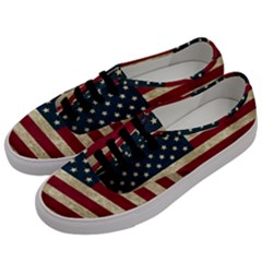 Vintage American Flag Men s Classic Low Top Sneakers by Valentinaart