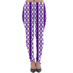 Circles Lines Purple White Modern Design Lightweight Velour Leggings by BrightVibesDesign