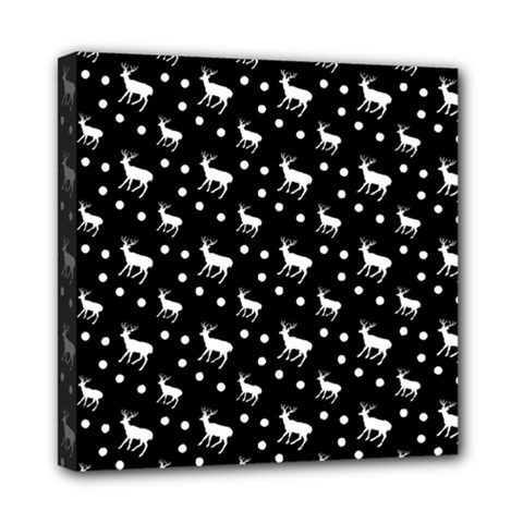 Deer Dots Black Mini Canvas 8  X 8  (stretched) by snowwhitegirl