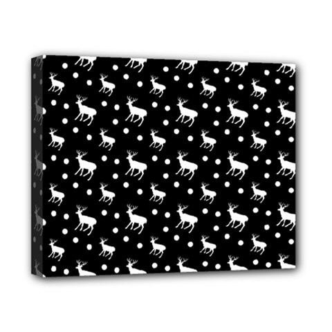 Deer Dots Black Canvas 10  X 8  (stretched) by snowwhitegirl