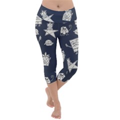 Doodle Bob Pattern Lightweight Velour Capri Yoga Leggings by Valentinaart