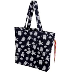 Doodle Bob Pattern Drawstring Tote Bag by Valentinaart