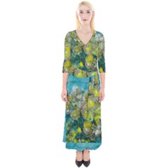 Bloom In Vintage Ornate Style Quarter Sleeve Wrap Maxi Dress by pepitasart