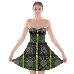 Stars And Flowers Decorative Strapless Bra Top Dress by pepitasart