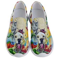 Wall Girl Dog Graphite Street Art Men s Lightweight Slip Ons by Simbadda