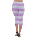 Bold Stripes Soft Pink Pattern Lightweight Velour Capri Leggings  View2