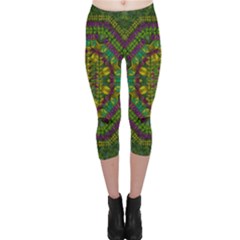 Butterfly Flower Jungle And Full Of Leaves Everywhere Capri Leggings  by pepitasart