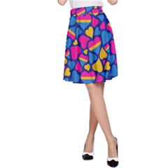 Pansexual Pride Hearts; A Cute Pan Pride Motif! A-line Skirt by PrideMarks