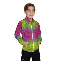 Green Pink Abstract Art Abstract Background Windbreaker (kids) by Simbadda