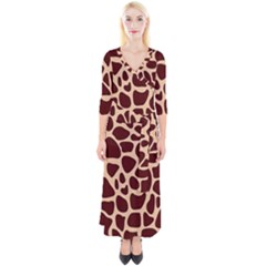 Gulf Lrint Quarter Sleeve Wrap Maxi Dress by NSGLOBALDESIGNS2