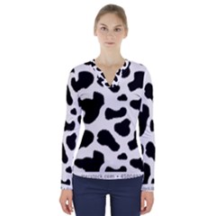 Cheetah Print V-neck Long Sleeve Top by NSGLOBALDESIGNS2