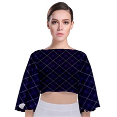 Blue Plaid  Tie Back Butterfly Sleeve Chiffon Top by dressshop