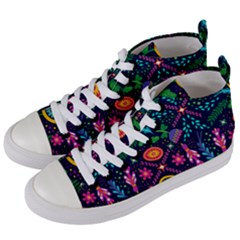 Colorful Pattern Women s Mid-top Canvas Sneakers by Hansue