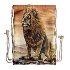 Golden Lion Drawstring Bag (large) by ArtByThree