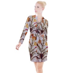 Holy Land Flowers 13 Button Long Sleeve Dress by DeneWestUK