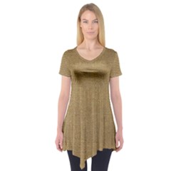 Burlap Coffee Sack Grunge Knit Look Short Sleeve Tunic  by dressshop
