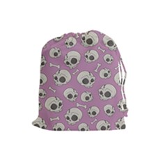 Halloween Skull Pattern Drawstring Pouch (large) by Valentinaart