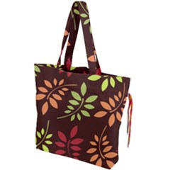 Leaves Foliage Pattern Design Drawstring Tote Bag by Sapixe