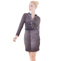 Wordsworth Grey Mix 3 Button Long Sleeve Dress by DeneWestUK