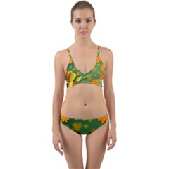 Background Design Texture Tulips Wrap Around Bikini Set by Sapixe