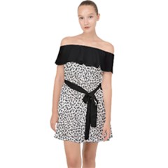 B/w Abstract Pattern 1 Off Shoulder Chiffon Dress by JadehawksAnD