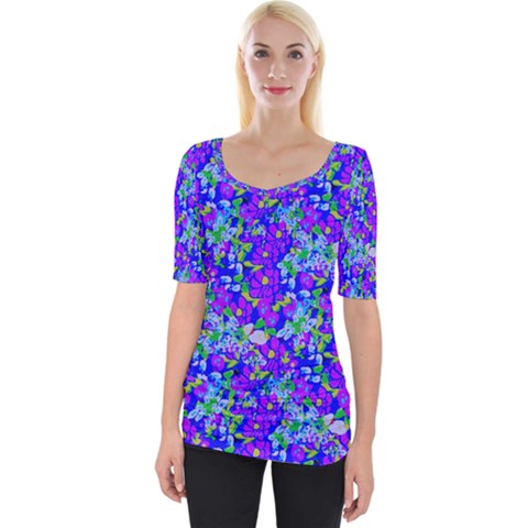Purple Periwinkle Flora Wide Neckline Tee by 1dsign