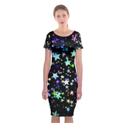 Christmas Star Gloss Lights Light Classic Short Sleeve Midi Dress by Sapixe