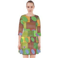 Easter Egg Happy Easter Colorful Smock Dress by Sapixe