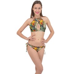 Flower Color Nature Plant Crafts Cross Front Halter Bikini Set by Sapixe