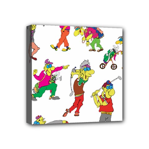 Golfers Athletes The Form Of Mini Canvas 4  X 4  (stretched) by Sapixe