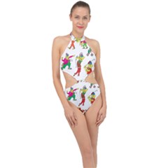 Golfers Athletes The Form Of Halter Side Cut Swimsuit by Sapixe