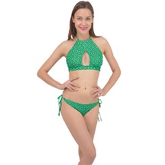 Texture Background Template Rustic Cross Front Halter Bikini Set by Sapixe