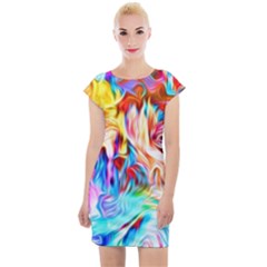 Background Drips Fluid Colorful Cap Sleeve Bodycon Dress by Sapixe
