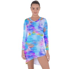 Background Drips Fluid Colorful Asymmetric Cut-out Shift Dress by Sapixe