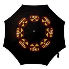 Funny Spooky Scary Halloween Pumpkin Jack O Lantern Hook Handle Umbrellas (large) by HalloweenParty