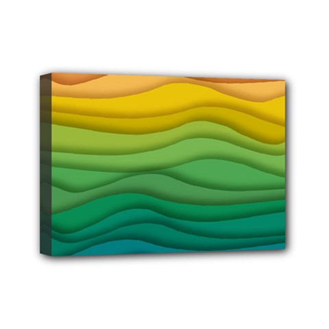 Background Waves Wave Texture Mini Canvas 7  X 5  (stretched) by Sapixe