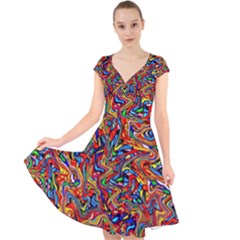 New Stuff-10 Cap Sleeve Front Wrap Midi Dress by ArtworkByPatrick