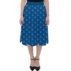 Quebec French Royal Fleur De Lys Elegant Pattern Blue Blue Quebec Fleur De Lys Pattern Blue Classic Midi Skirt by Quebec