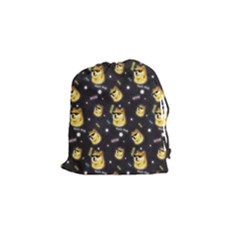 Doge Much Thug Wow Pattern Funny Kekistan Meme Dog Black Background Drawstring Pouch (small) by snek
